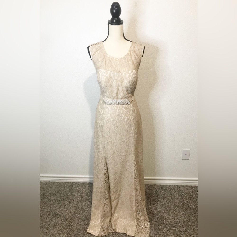 Betsy Adams Long champagne Gown/Wedding/Prom/Evening gown size 12​​​